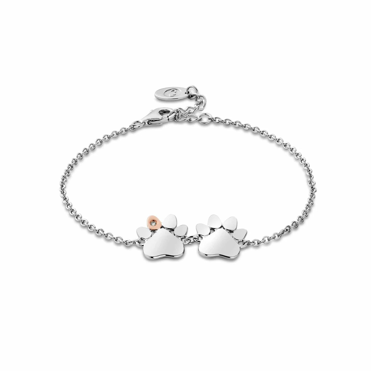 Clogau Sterling Silver Paw Prints On My Heart Double Paw Bracelet 3SPWP0823