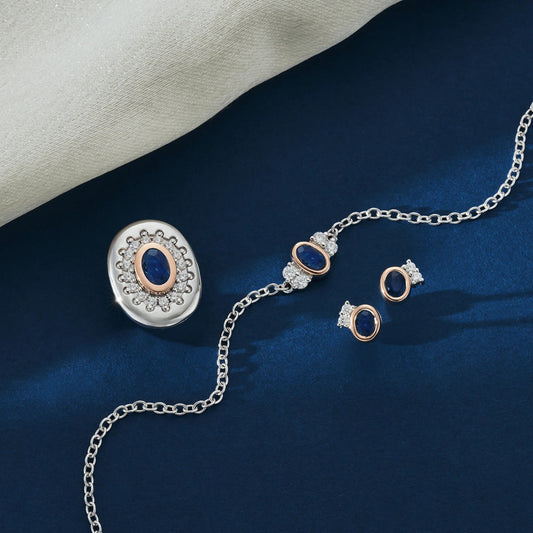 Royal Clogau® Sterling Silver Diana Stud Earrings with Sapphires & Swarovski® Zirconia 3SROY1406