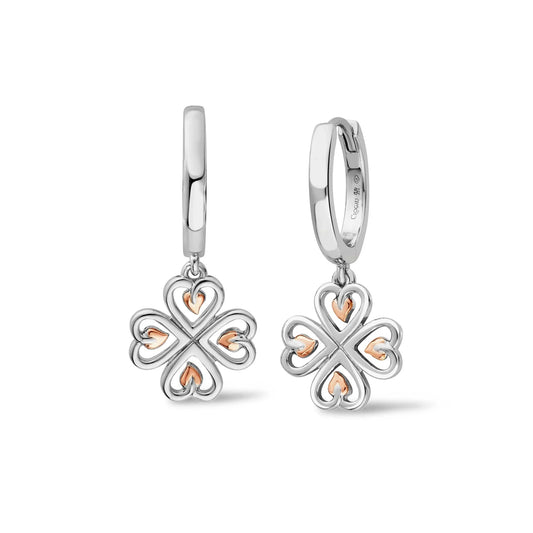 Clogau Tree Of Life Heart Clover Hoop Drop Earrings 3STOL0739