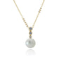 9ct Yellow Gold Diamond And White Cultured Pearl Necklace
