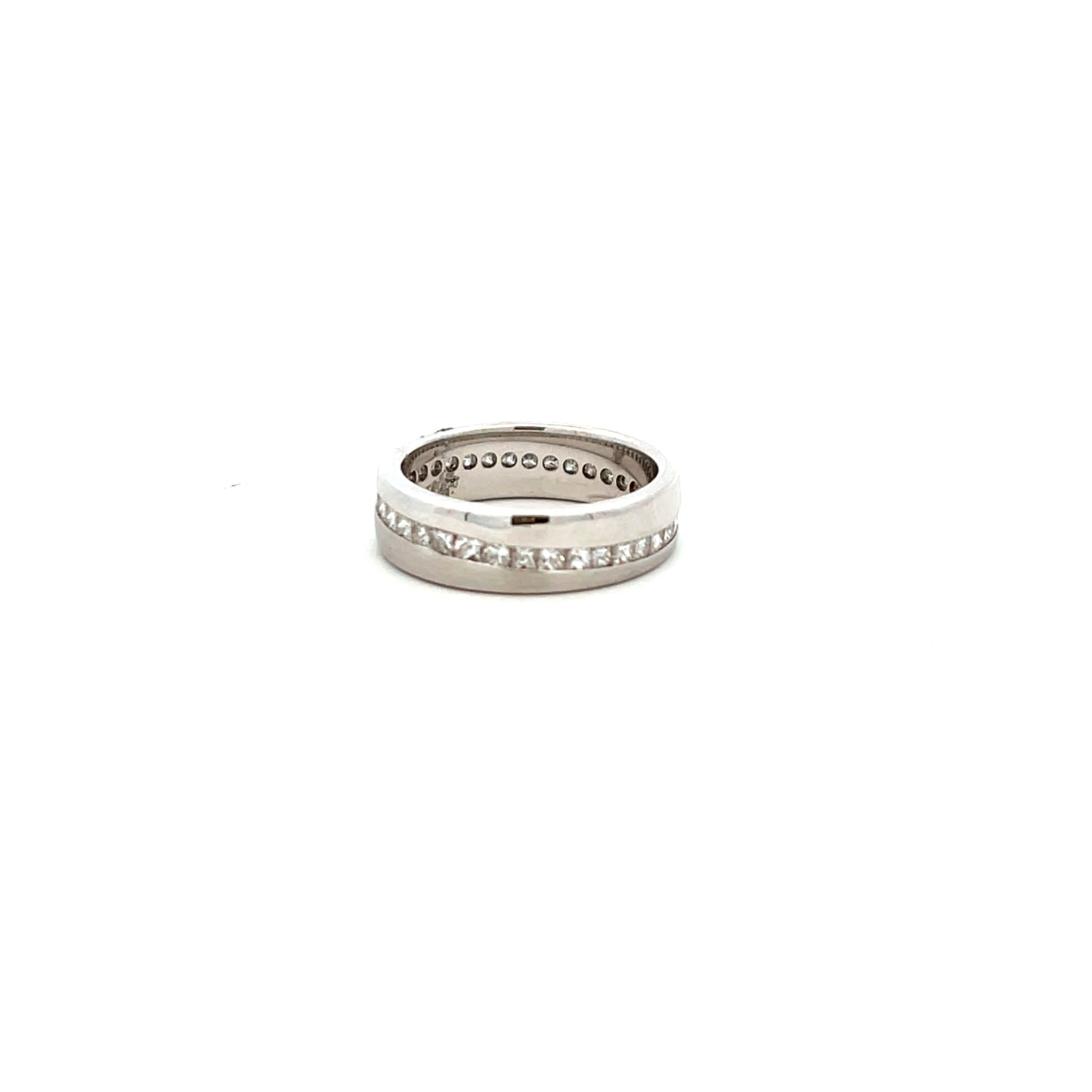 18ct White Gold 1.50ct Princess Cut Diamond Matt and Polished Ring Size O