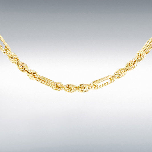9ct Yellow Gold 2.8mm Hollow Diamond Cut Figarope Chain 46cm, 18"