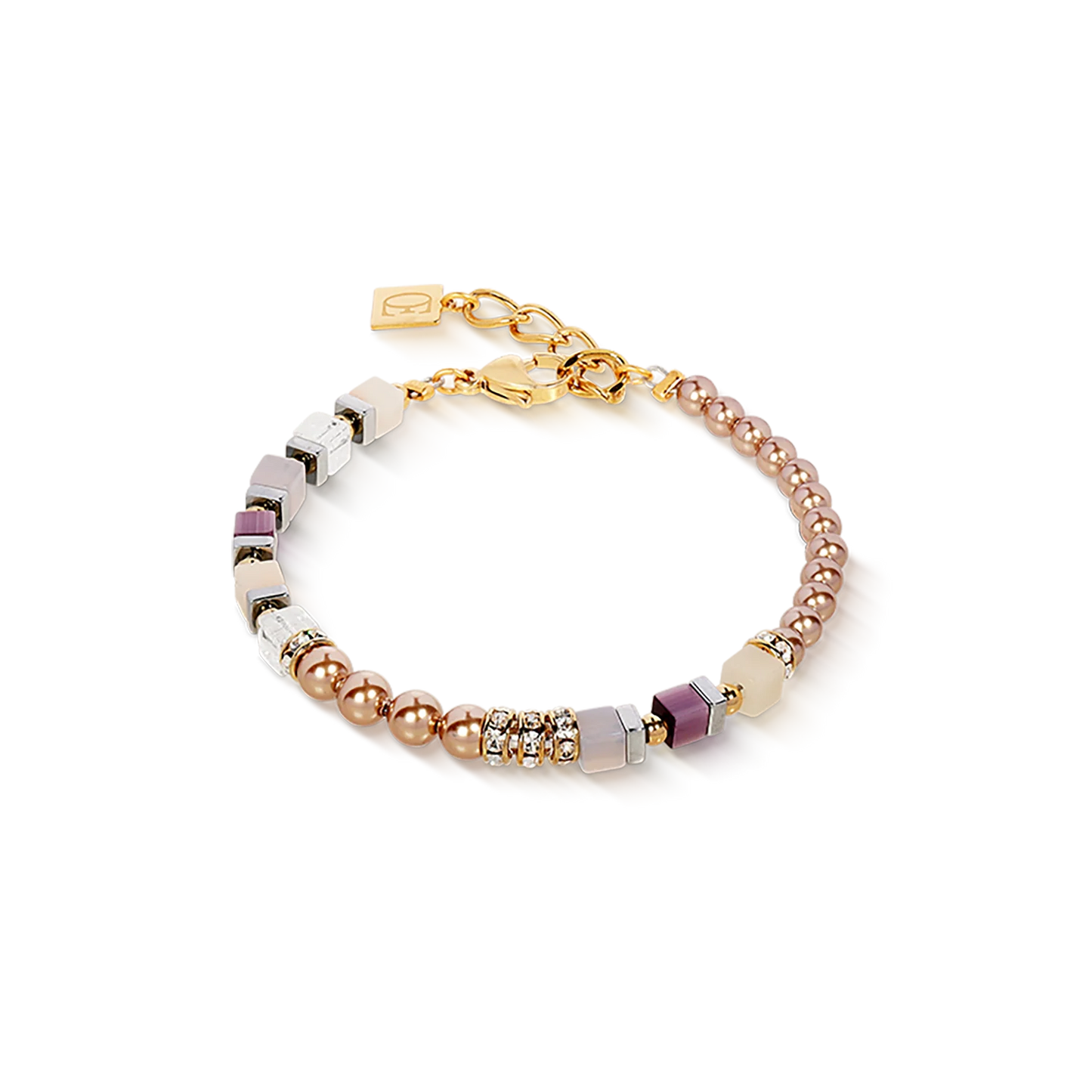 Coeur De Lion Precious Fusion Offset Shades Of Brown and Imitation Pearl Bracelet