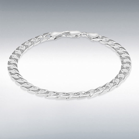 Sterling Silver 8" Solid Flat Square Link Bracelet