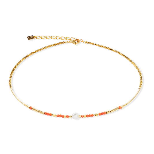 Coeur De Lion Sunset Crystal Pearl and Coral Necklace