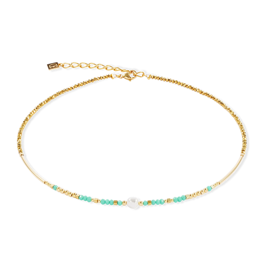 Coeur De Lion Lagoon Mint And Crystal Pearl Necklace