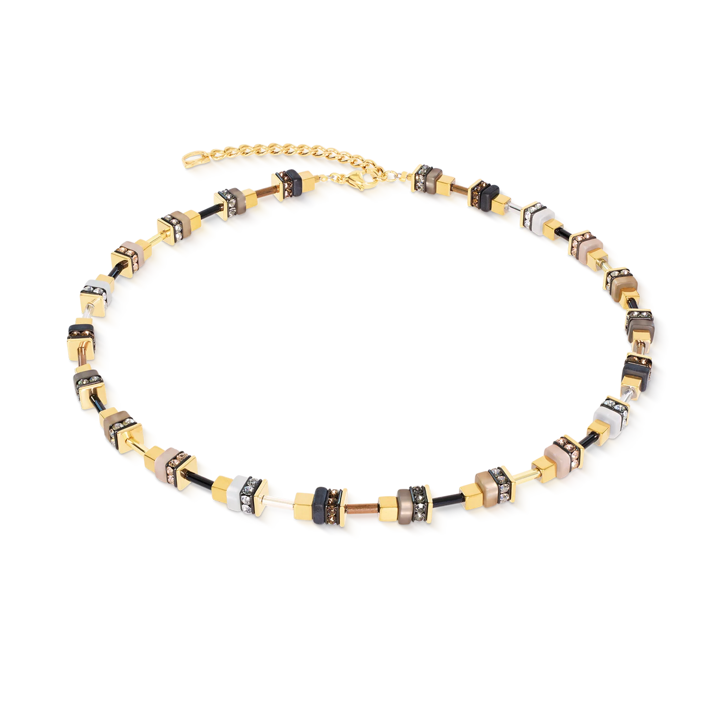 Coeur De Lion Necklace Urban Nature Cube Beige and Gold