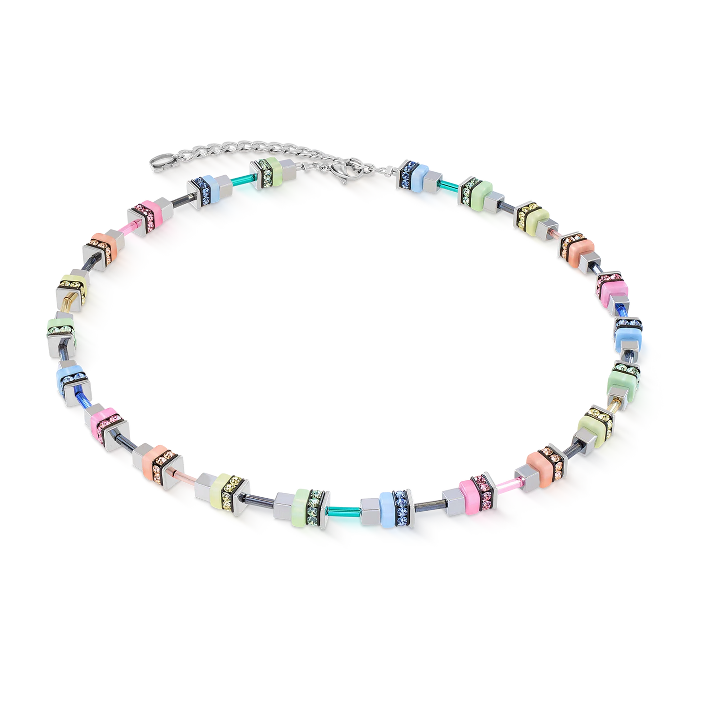 Coeur De Lion Fresh Sorbet Multicoloured Pastel Cube Necklace
