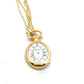 Gold Plated Oval Quartz Pendant Watch and 28" Chain