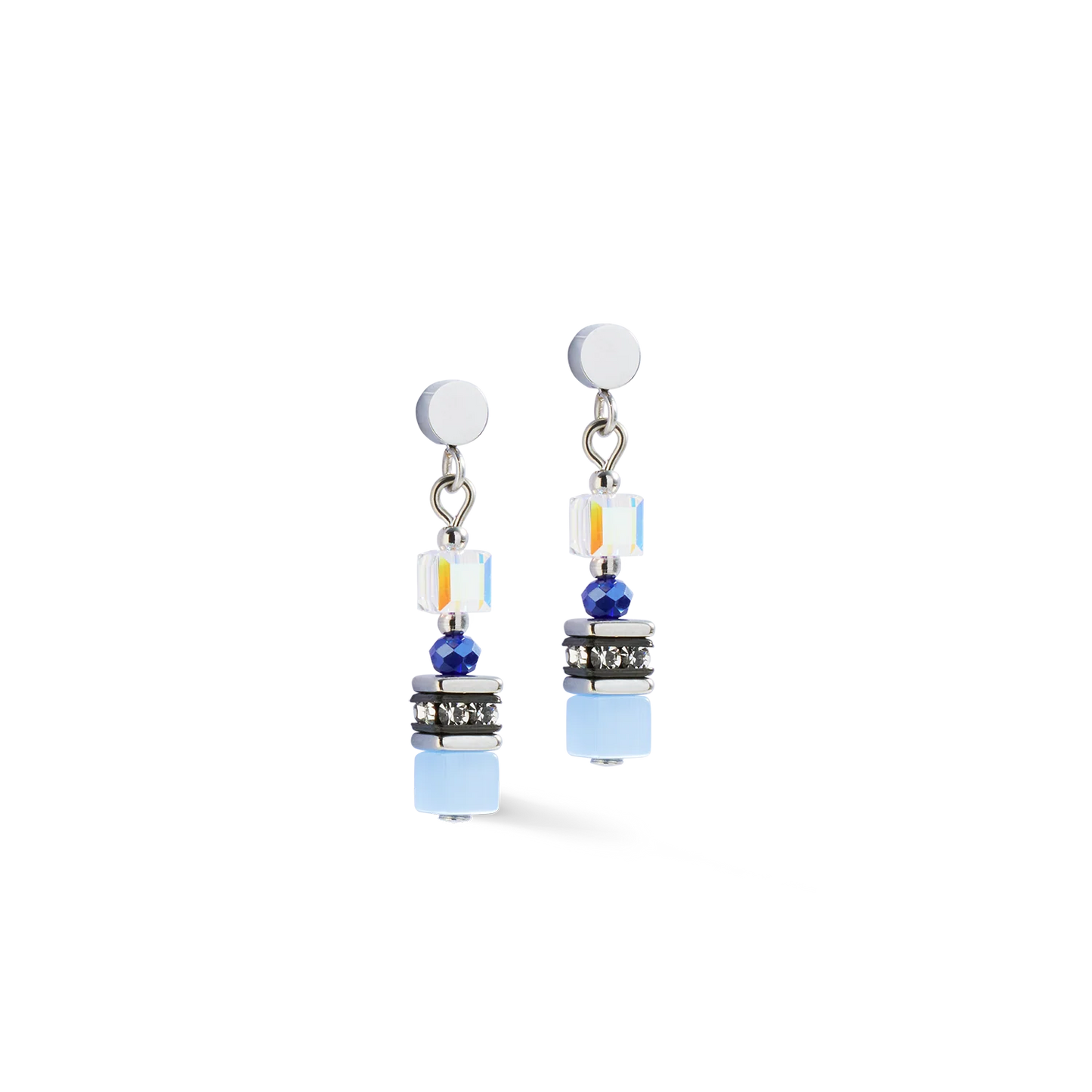 Coeur De Lion Mini Cubes Blue Drop Earrings