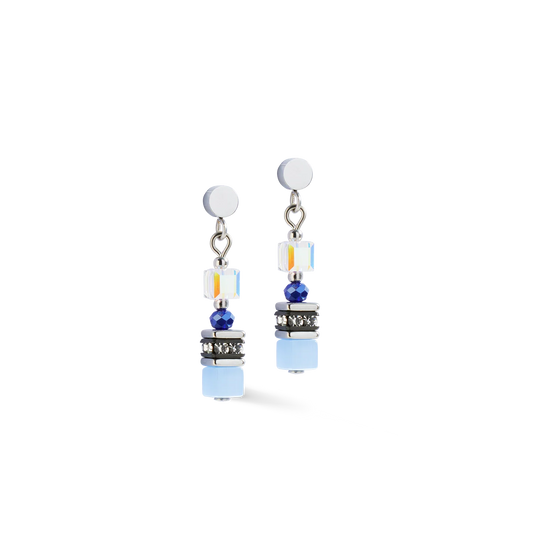 Coeur De Lion Mini Cubes Blue Drop Earrings