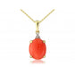 9ct Yellow Gold Diamond and Coral Necklace