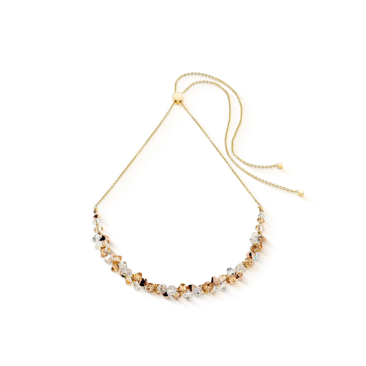 Coeur De Lion Dancing Crystals Beige Rose Gold Plated Dancing Ice Necklace
