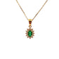 18ct Yellow Gold Oval Emerald and Diamond Cluster Pendant
