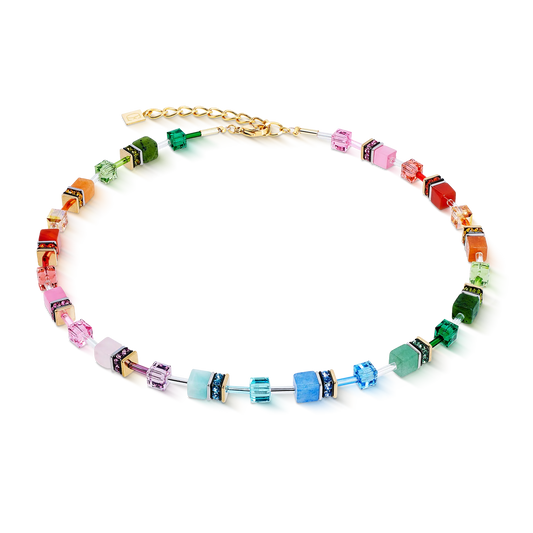 Coeur De Lion Iconic Precious Multi Coloured Rainbow Cube Necklace