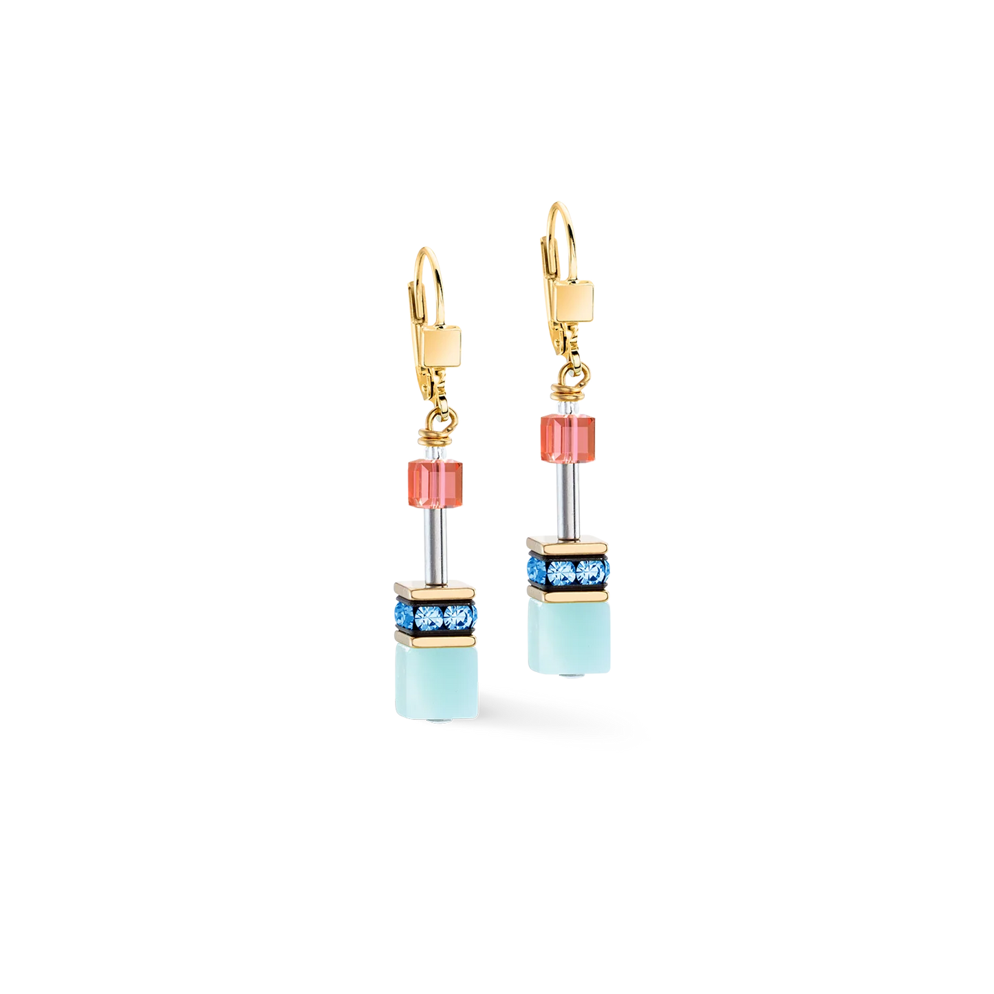 Coeur De Lion Iconic Precious Multi Colour Rainbow Cube Drop Earrings