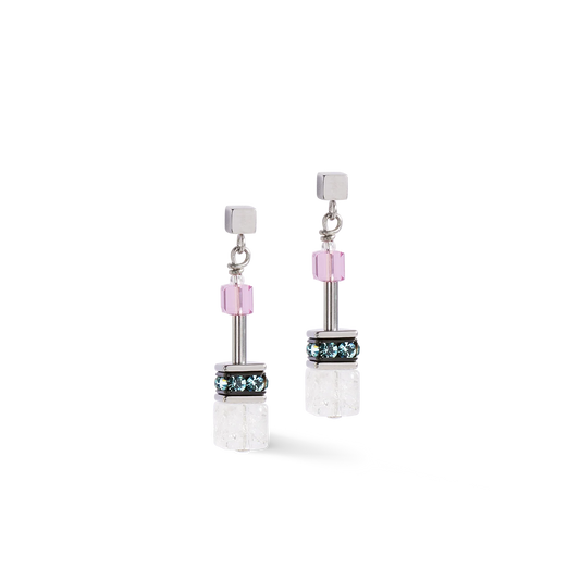 Coeur De Lion White Rose and Lilac Drop Earrings