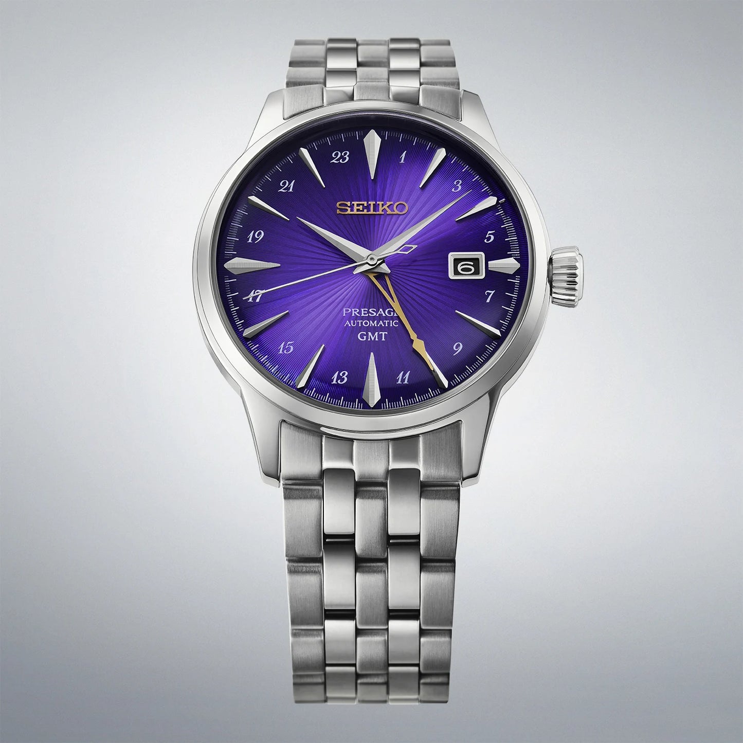 Seiko 145th Anniversary Presage Cocktail Time GMT Limited Edition Watch in Edo Purple HCB006J1