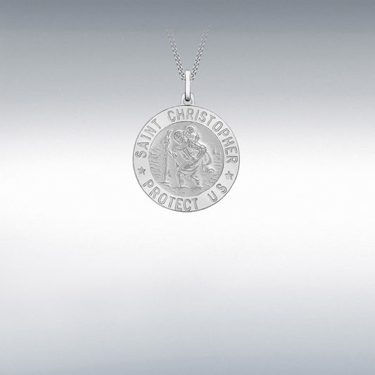 Sterling Silver 21cmm Round Satin St Christopher