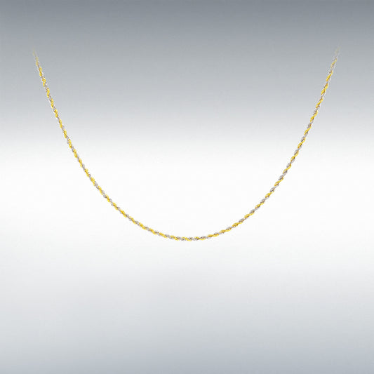 9ct Yellow and White Gold 40 Hollow Rope Chain 46cm, 18"