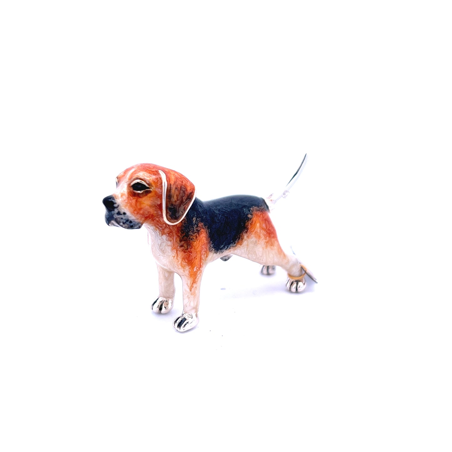 Sterling Silver Enamel Beagle Figurine