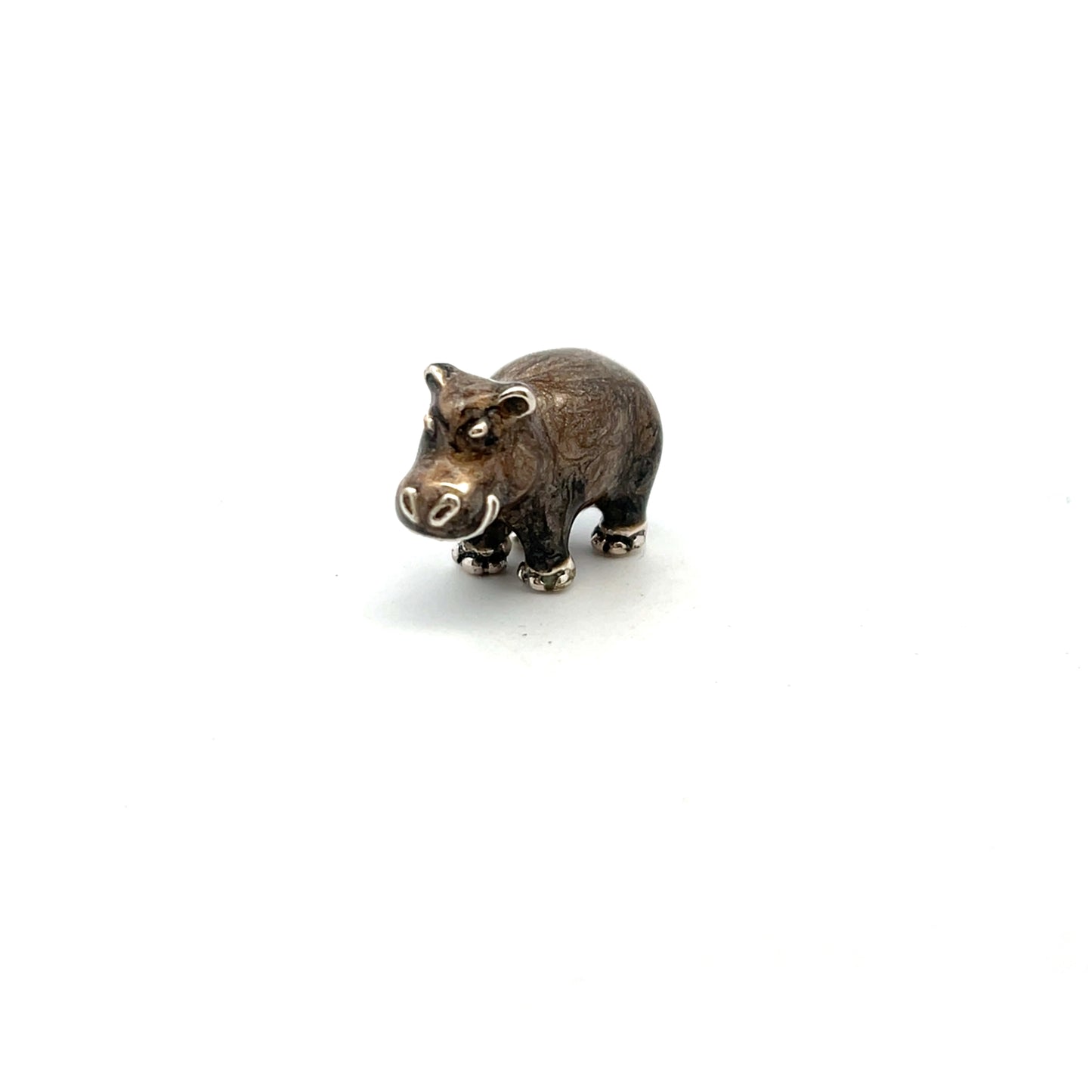 Sterling Silver Hippo Mini Enamel Figurine