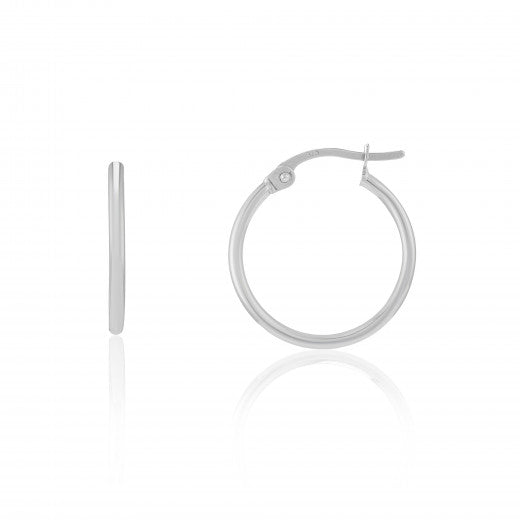 9ct White Gold 15mm Hoop Earrings