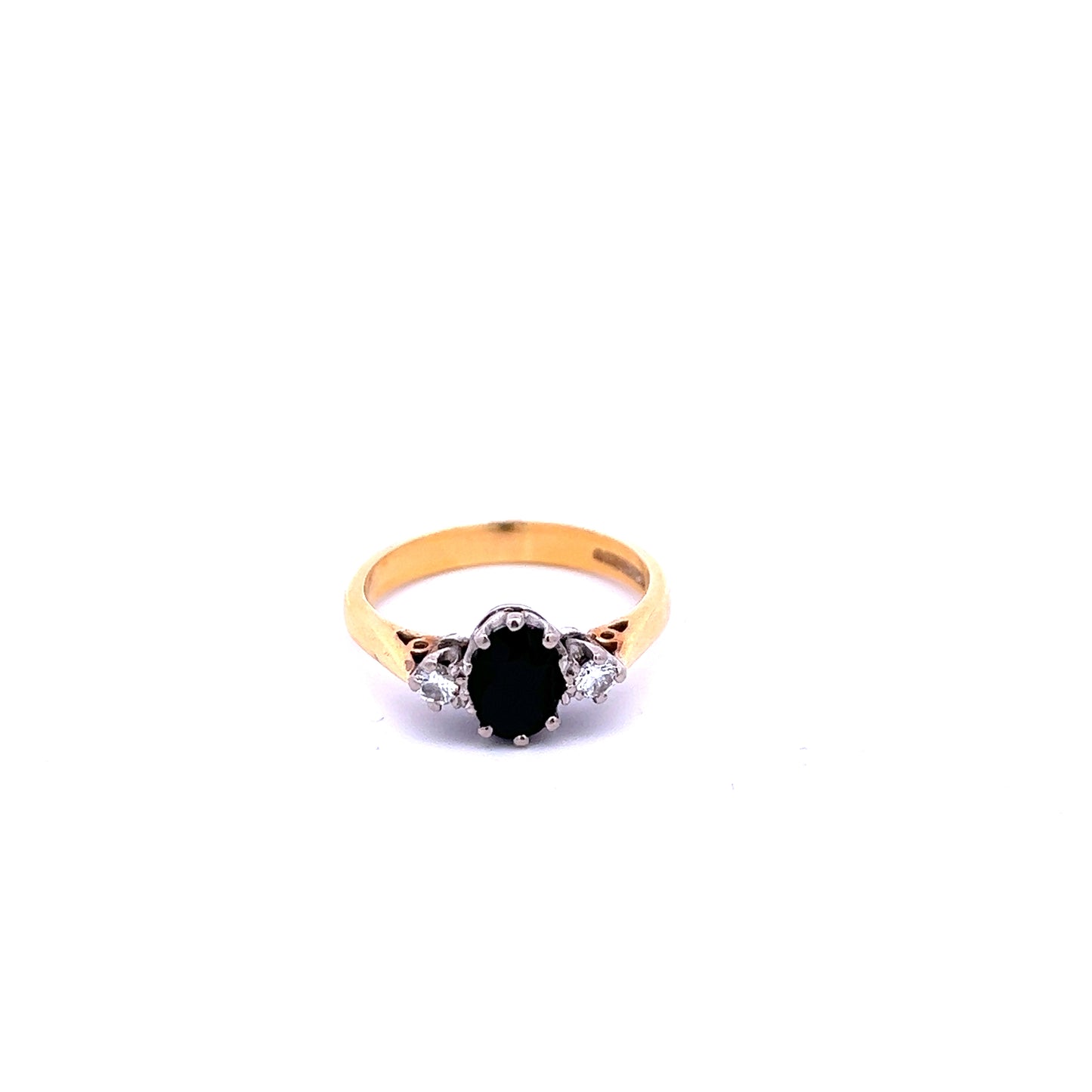 Preowned 18ct Gold Sapphire And Diamond Three Stone Ring