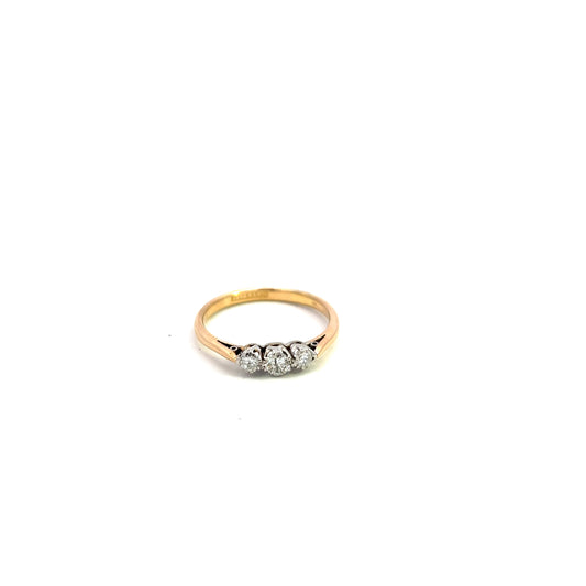 Pre-Owned Three Stone Diamond Ring Size Q