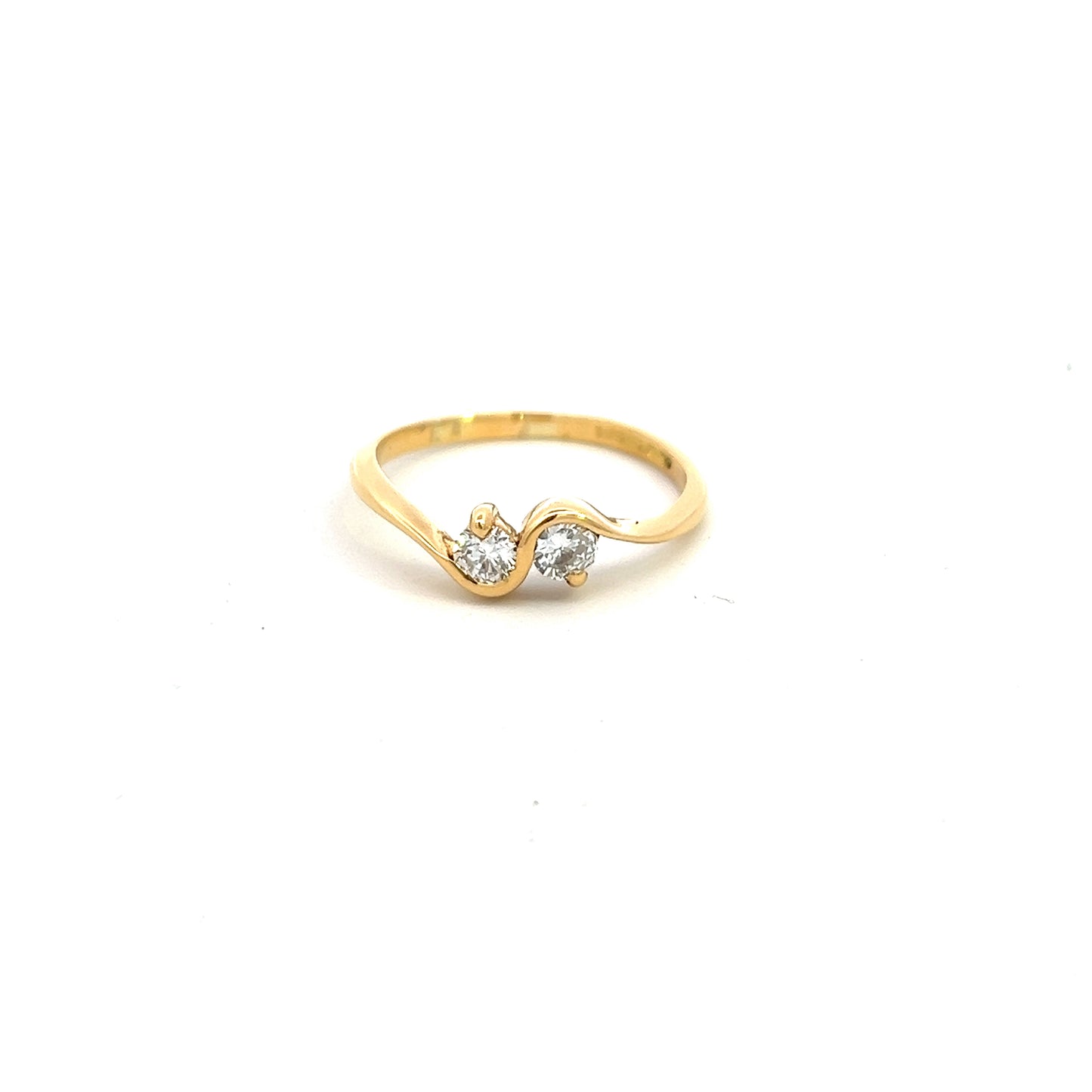 Pre-Owned 18ct Yellow Gold Two Stone Diamond Crossover Ring Size M