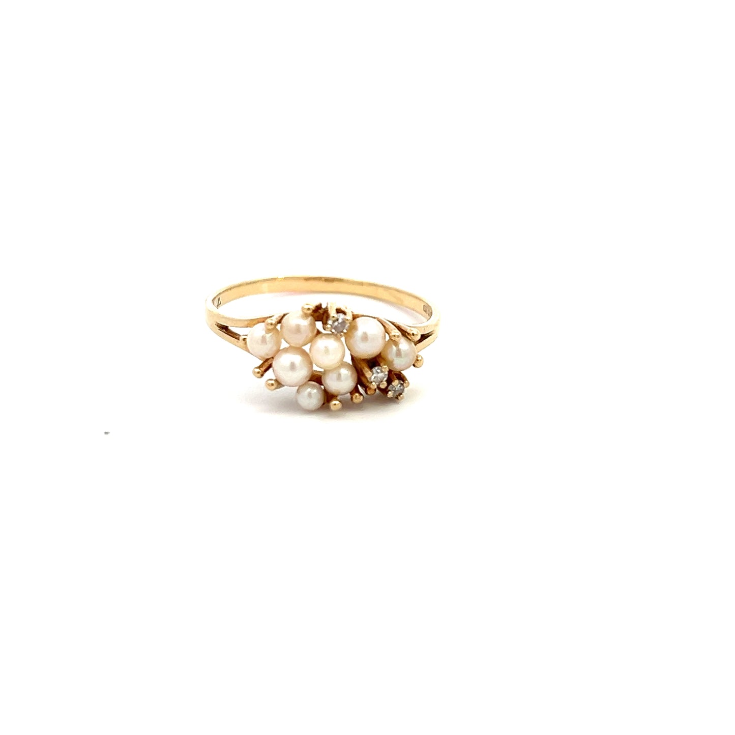 Pre-Owned 9ct Gold Pearl And Diamond Ring Hallmark London 1985