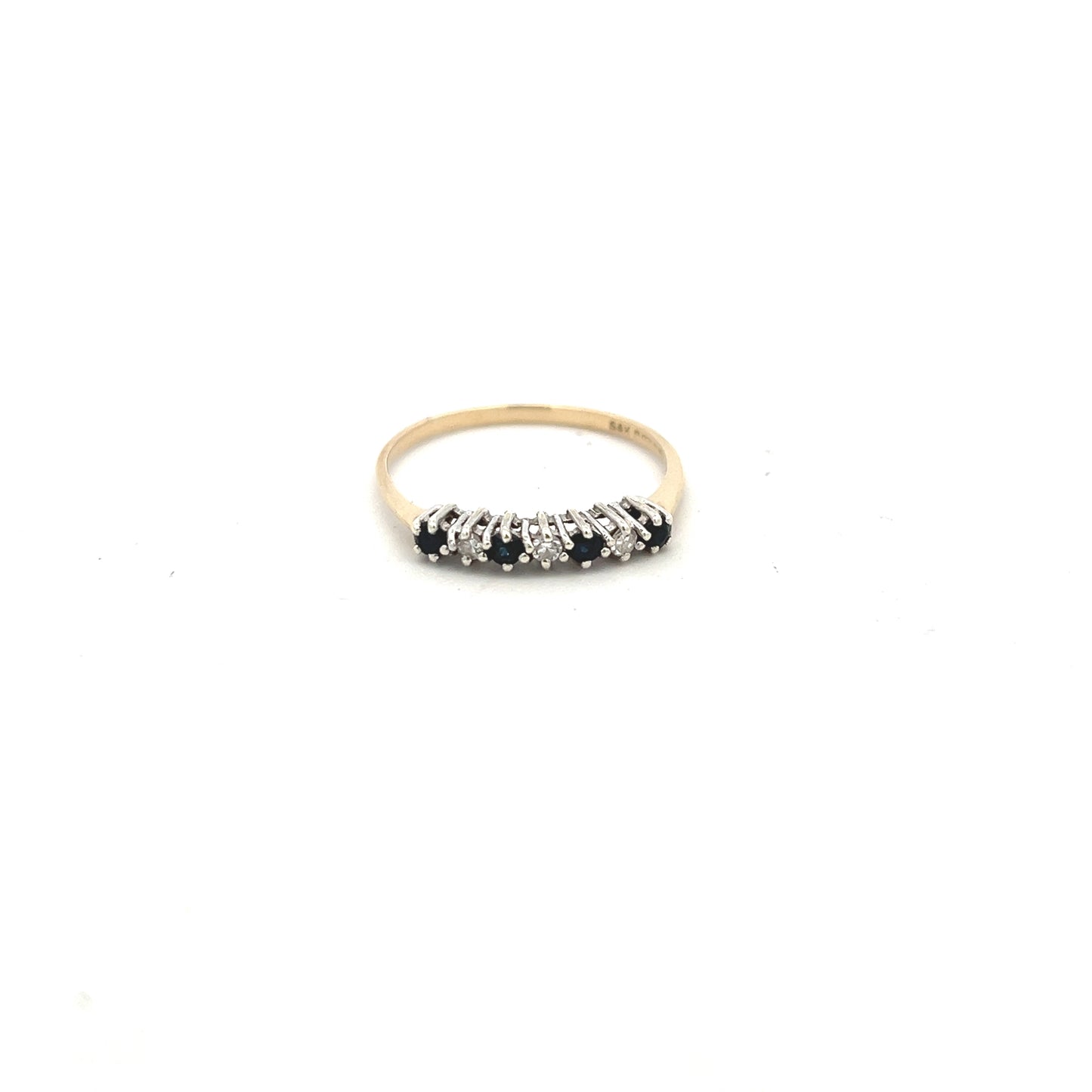 Pre-Owned 9ct Gold Sapphire and Diamond Eternity Style Ring Size Q