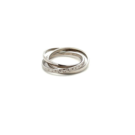 Pre-Owned 18ct White Gold Russian Style Triple Band Ring Size P