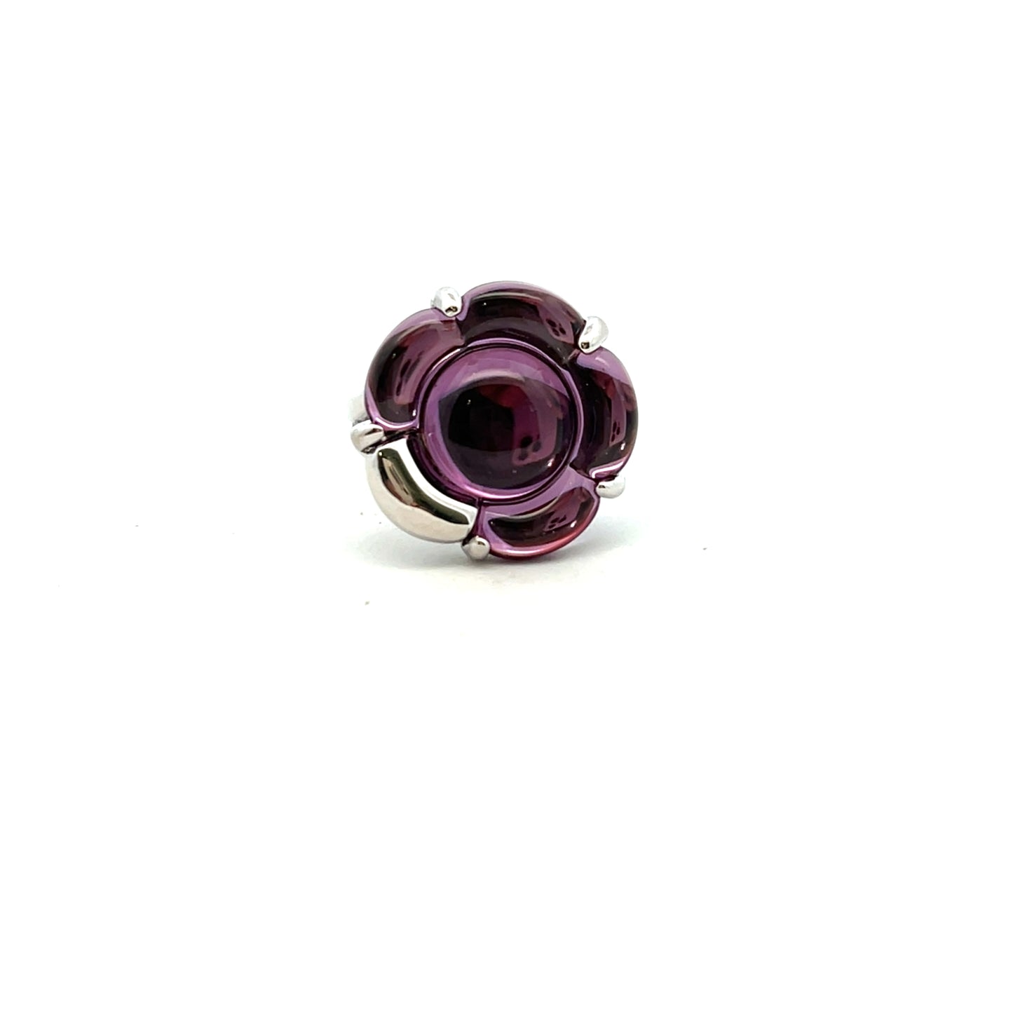 Pre-Owned Sterling Silver Purple Baccarat Flower Ring