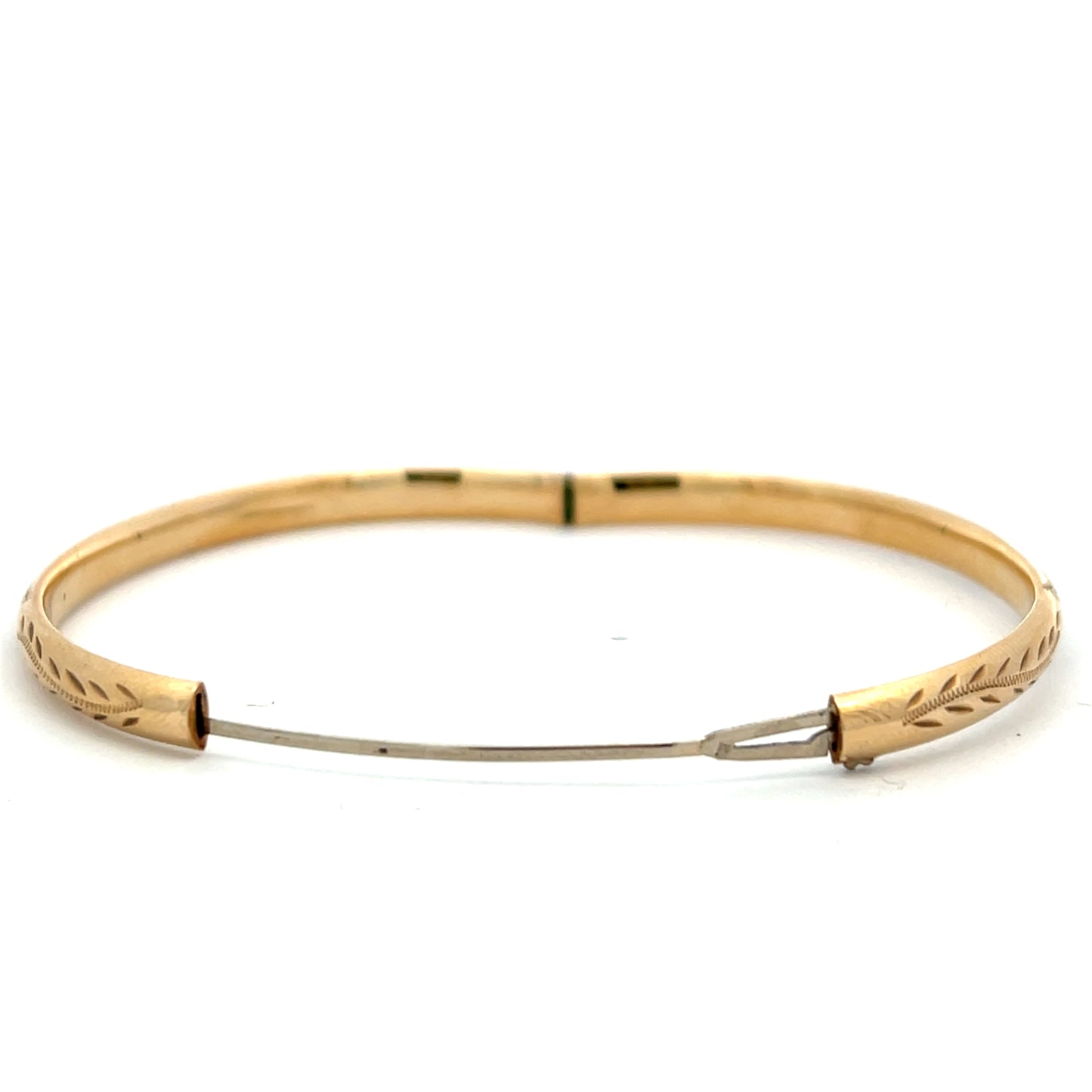Pre-Owned 9ct Yellow Gold 5mm Engraved Hollow Bangle