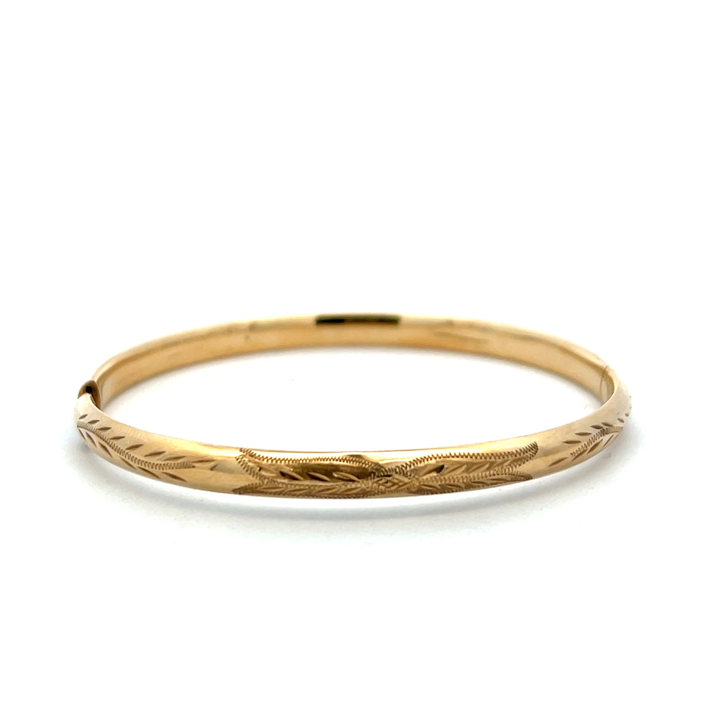 Pre-Owned 9ct Yellow Gold 5mm Engraved Hollow Bangle