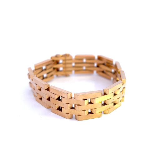Pre-Owned 14ct Yellow Gold Five Row Brick Style Bracelet