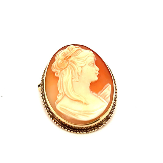 Pre-Owned 9ct Yellow Gold Cameo Brooch 1978