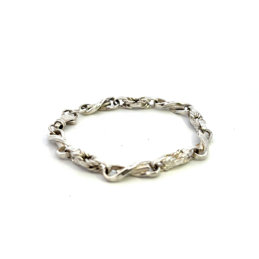 Pre-Owned 8" Long Silver Knot Twist Link Bracelet