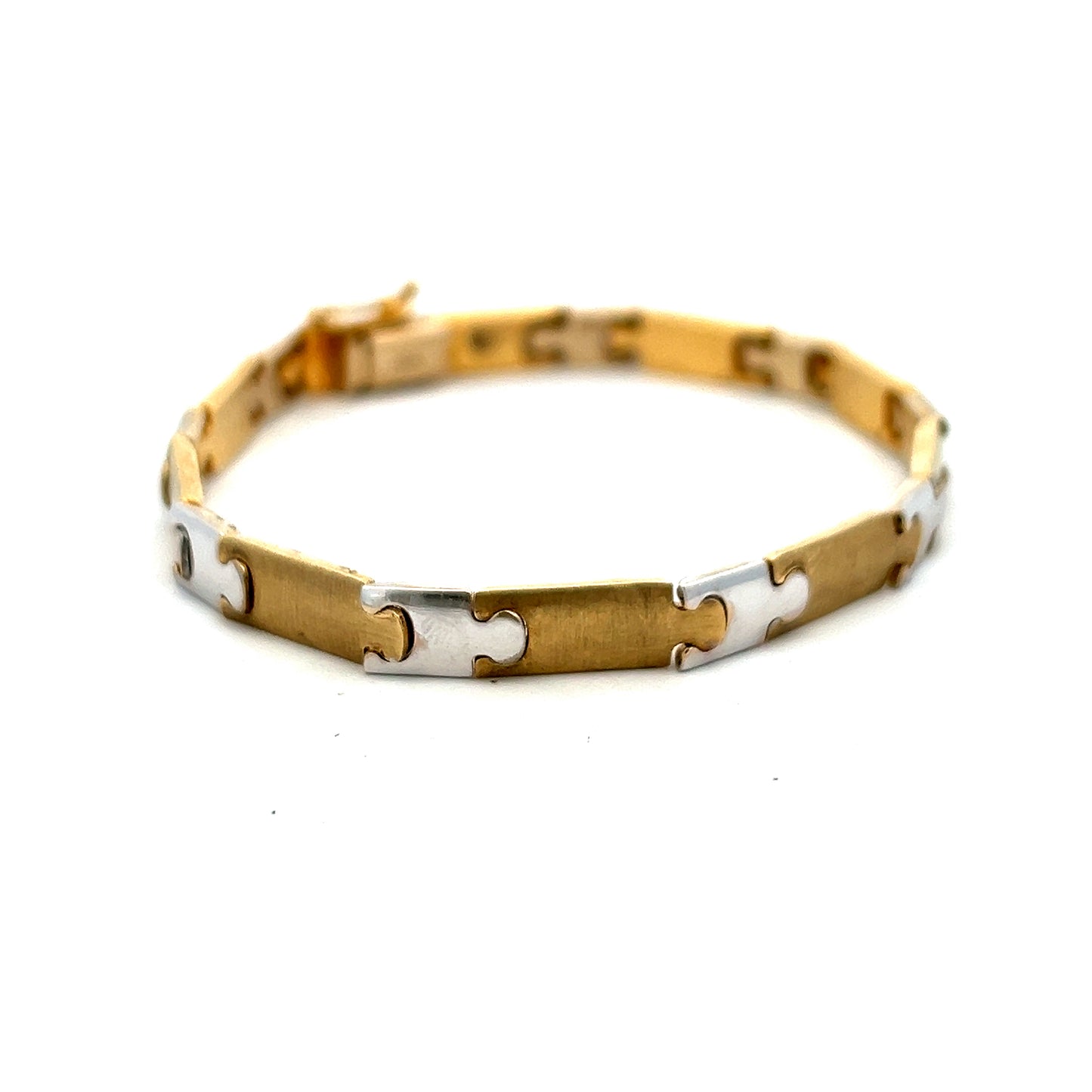 Pre-Owned Two Colour Jigsaw Link Design Bracelet