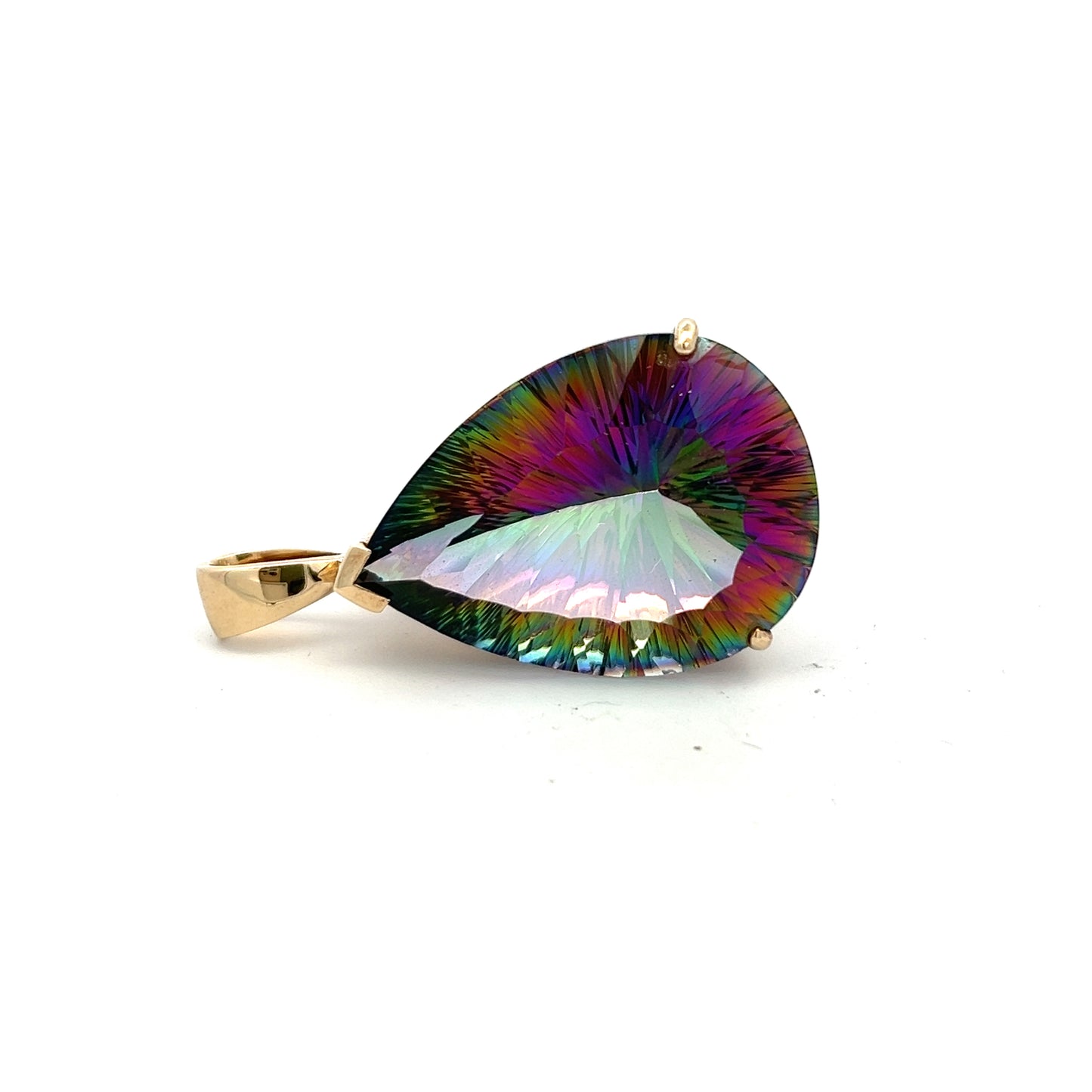 Pre-Owned 9ct Yellow Gold Pear Shaped Mystic Topaz Pendant