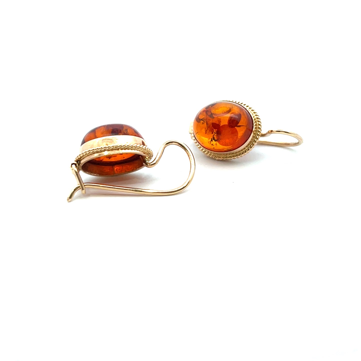 Pre-Owned Oval Amber Wire Hook Earrings