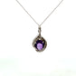 Pre-Owned 9ct White Gold Amethyst and Diamond Necklace