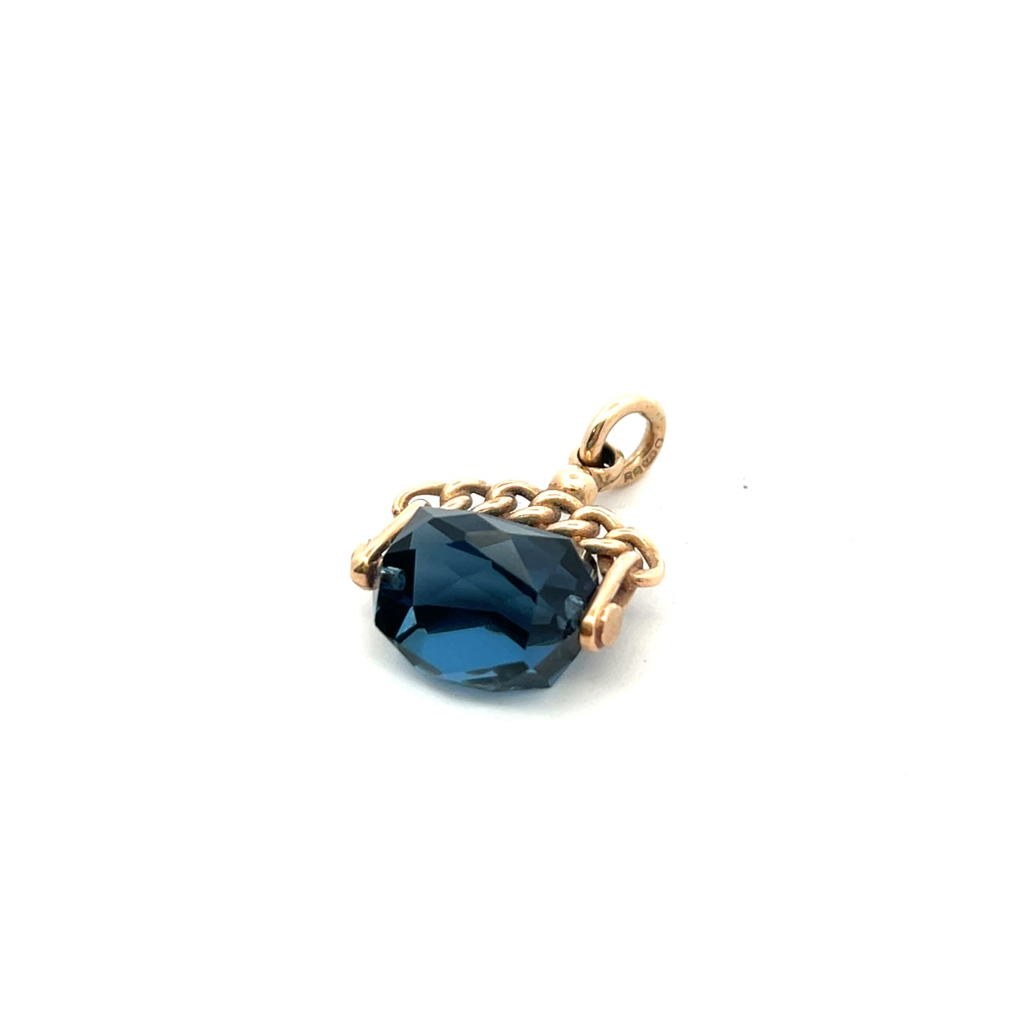 Pre-Owned 9ct Gold Blue Faceted Crystal Spinner Pendant