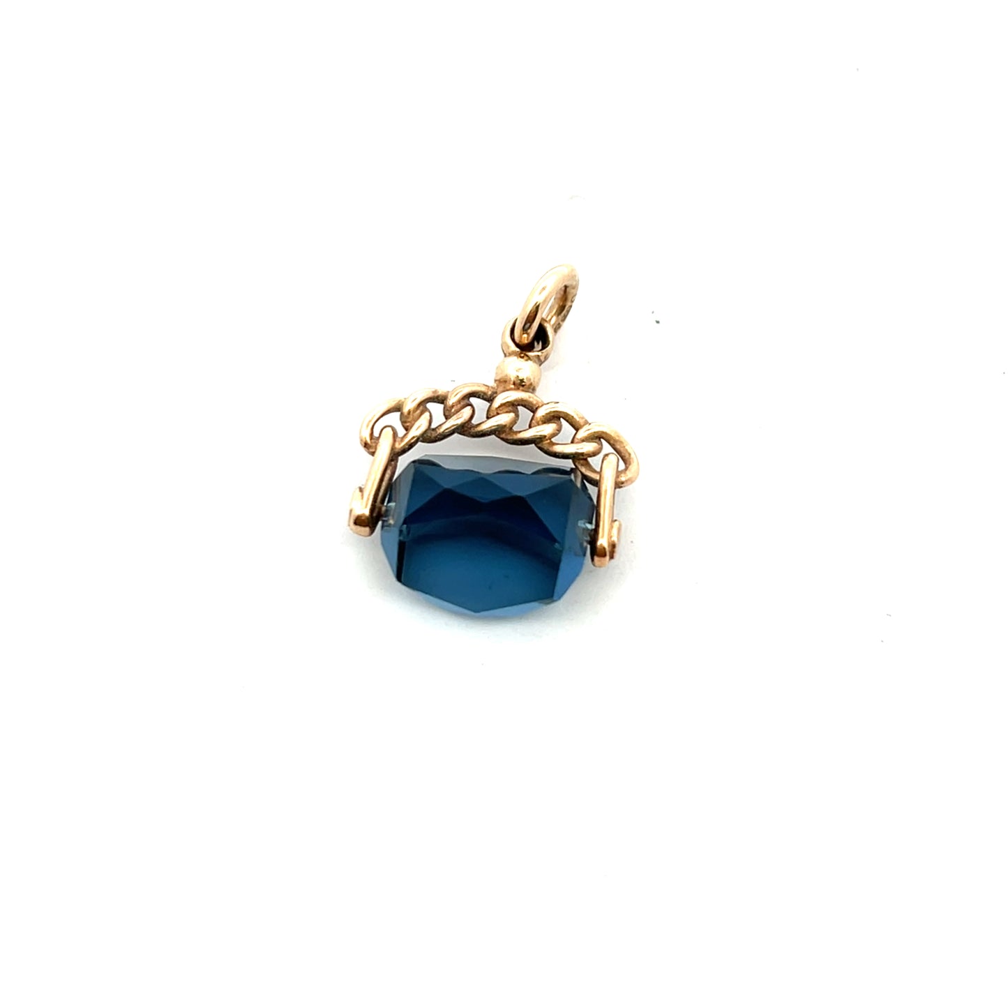 Pre-Owned 9ct Gold Blue Faceted Crystal Spinner Pendant