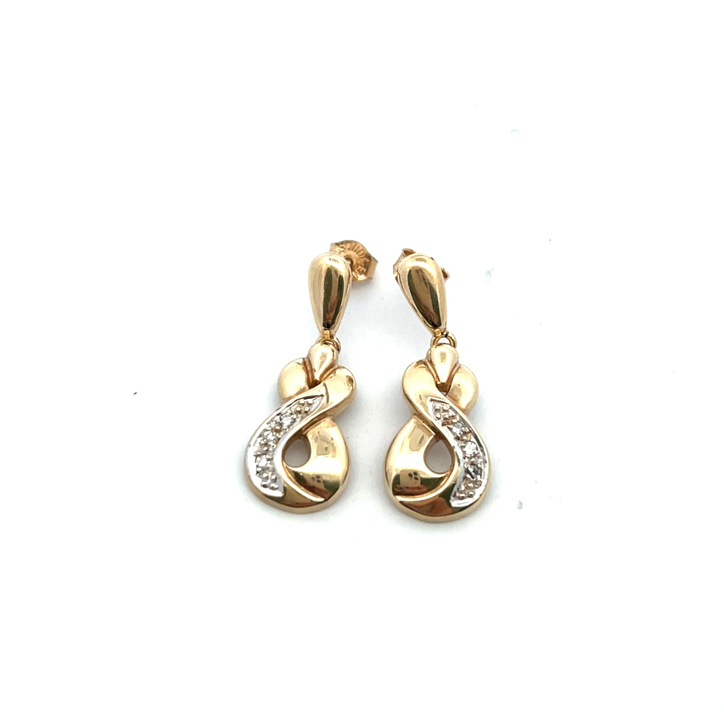 Pre-Owned 9ct Gold Diamond Infinity Drop Earrings