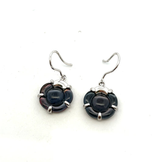 Pre-Owned Baccarat Black Flower Drop Earrings