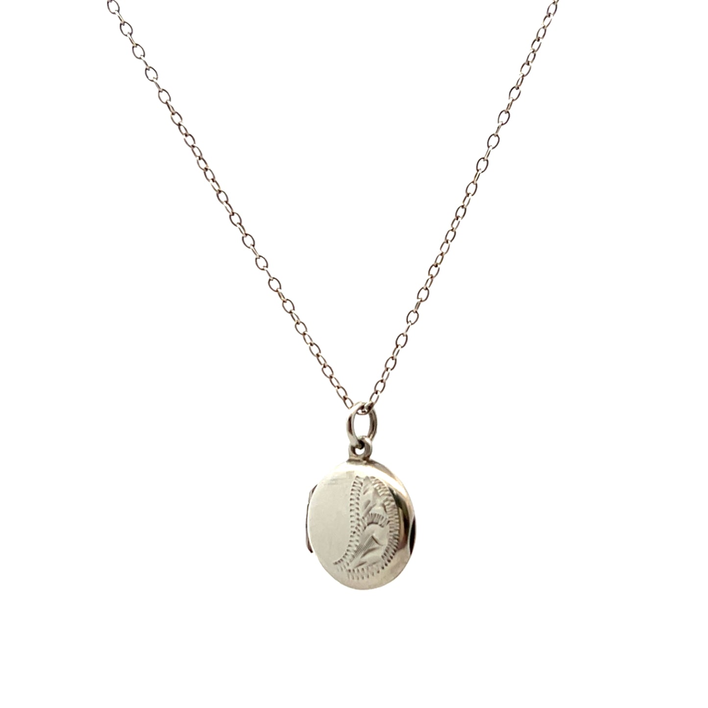 Pre-Owned Silver 13mm Round Childs Locket and Chain