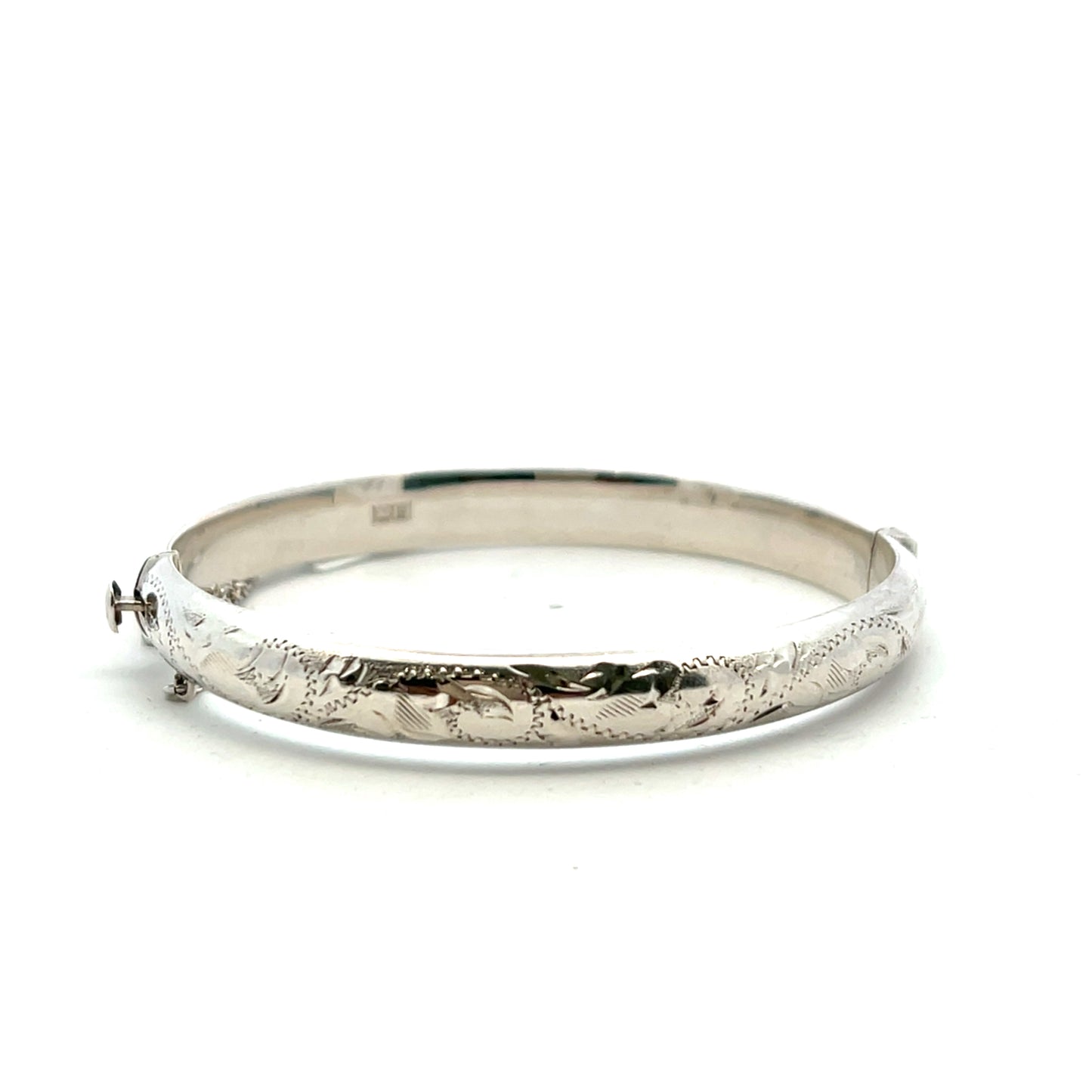 Pre-Owned Silver Engraved Hollow Bangle Dated 1967