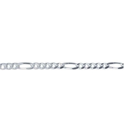 Sterling Silver Diamond Cut Figaro Permanent Bracelet 21cm